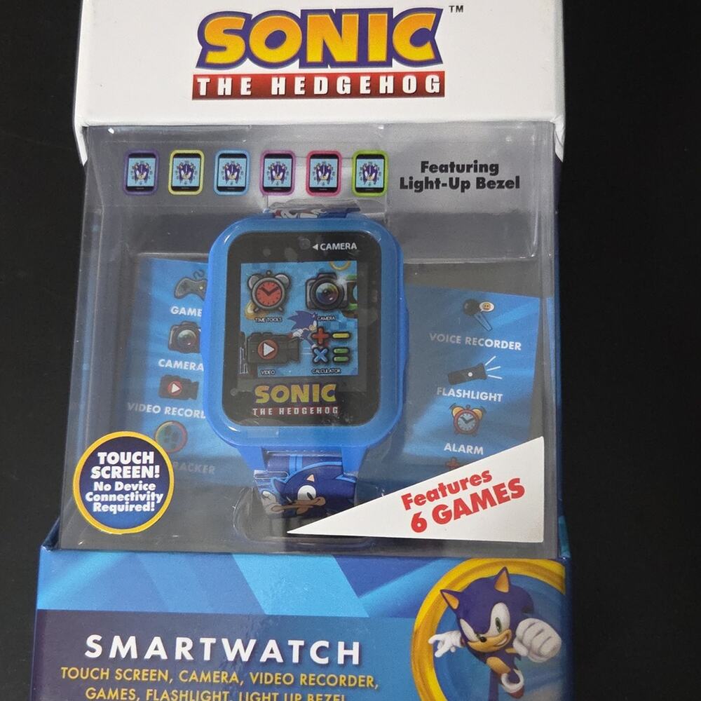 Sonic The Hedgehog Kids Interactive Smartwatch Touchscreen Camera Games Blue New